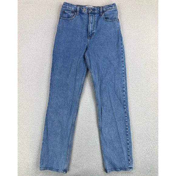 Abercrombie & Fitch Denim - Abercrombie & Fitch The '90s Straight Jeans Womens 8 Tall Blue Ultra High Rise